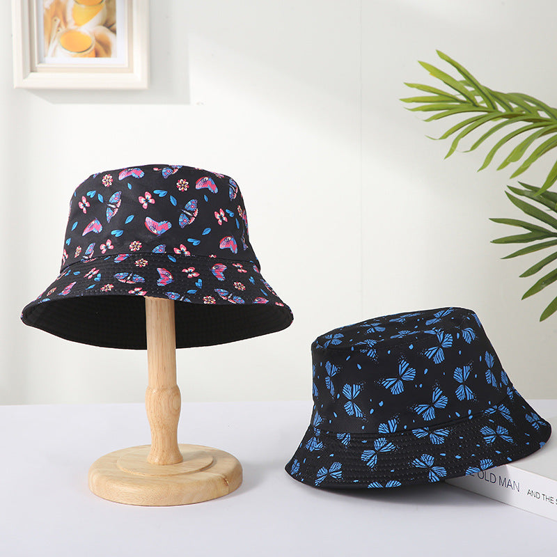 Sombrero de cubo de estampado de mariposa de poliéster de algodón al por mayor
